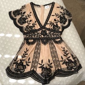 Nude and Lace Romper Red Dress Boutique